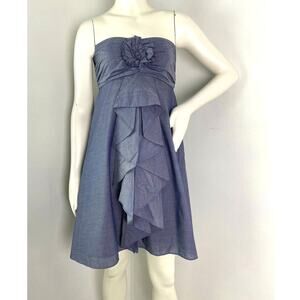 J. Crew Chambray Wild Rose Empire Waist Strapless Dress Womens 2